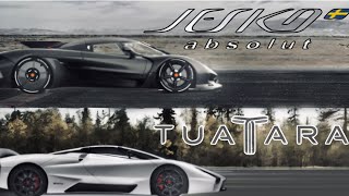 Koenigsegg Jesko Absolut VS SSC Tuatara 60250 MPH Comparison [upl. by Ahsihat59]