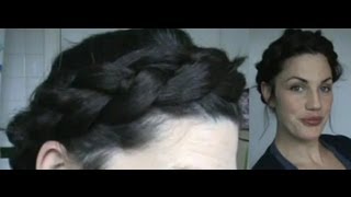 HOTD  5 Halo braid plait tutorial crown braid how to updo valentine hairstyle  Vintagious [upl. by Storm]