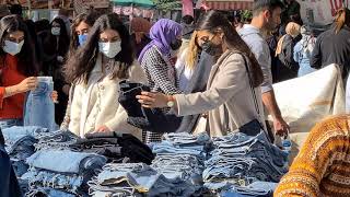 TUESDAY MARKET IN KADIKOY ISTANBUL CHEAP FAKE CLOTHES FRUITS AND VEGETABLE MARKET SALI PAZARI 4k [upl. by Vina]