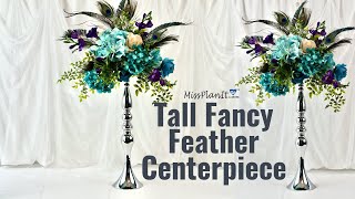 DIY Tall Fancy Peacock Feather Wedding Centerpiece  Weddings on a Budget  DIY Tutorial [upl. by Gregson]