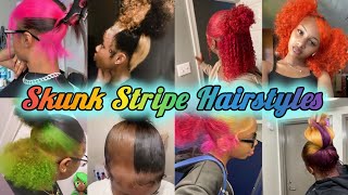 😍🌈2️⃣0️⃣2️⃣4️⃣SKUNK STRIPES HAIRSTYLE COMPILATION  skunkstripe curlyhairstyles compilation [upl. by Asilram621]