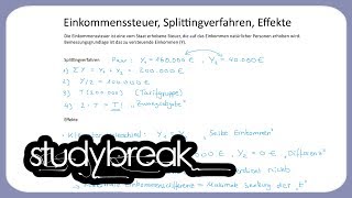 Einkommensteuer Splittingverfahren Effekte  Steuerlehre [upl. by Hanover]