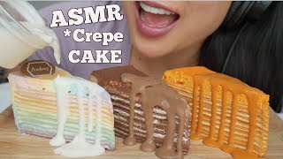 ASMR CREPE CAKE Unicorn  Triple Chocolate  Thai Ice Tea SOFT EATING SOUNDS  SASASMR [upl. by Jessa]