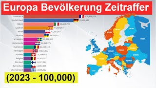 Europa Bevölkerung Zeitraffer 2023  100000 Bevölkerung in DeutschlandSchweizÖsterreich [upl. by Ahsyt]