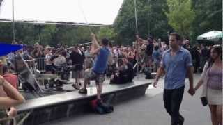 Glee behindthescenes Lea Michele and Dean Geyer filming in Washington Square Park Take 1 [upl. by Moseley]