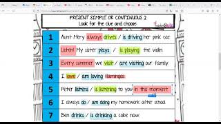 Simple Present Vs Progressive Present Exercises [upl. by Alekal]