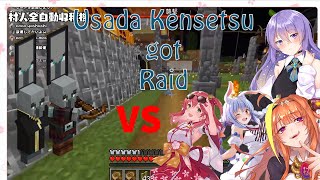 Usada Kensetsu got Raid Event Moona Coco Miko Pekora is the Hero Minecraft [upl. by Isolt]