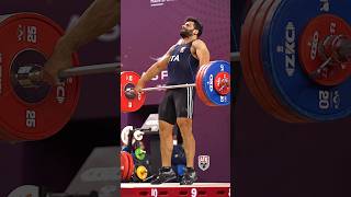 Antonino Pizzolato 89kg 🇮🇹 🤌🤌 easy 170kg  375lbs Snatch snatch weightlifting slowmotion [upl. by Nylirad142]