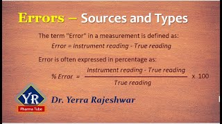 Errors  Sources amp Types  Sources of Errors  Types of Errors  YR Pharma Tube  DrYerra Rajeshwar [upl. by Livia]