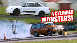 Crazy 1000hp 4Cylinder Street Cars  Drag Battle 2023  4CYL 2WD and AWD Classes [upl. by Allebasi]