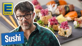 Sushi Rezept  Mit Rind amp Pilzen  Vegetarisch  Mit Lachs  EDEKA [upl. by Ideih]