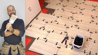 How To Layout And Install Large Format Tile On Concrete [upl. by Aicilihp]