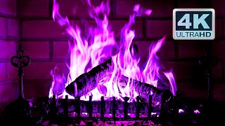 🔥 PURPLE FIREPLACE 4K Ultra HD Halloween Ambience [upl. by Artima]