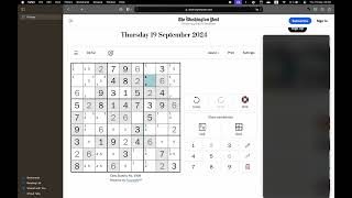 Washington Post Sudoku ✦ September 19 2024 ✦ Easy [upl. by Yenatirb]