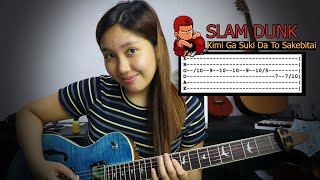 SLAM DUNK Kimi Ga Suki Da To Sakebitai  Guitar Solo with Tabs Easy [upl. by Ingemar748]