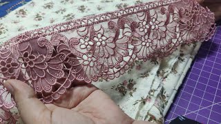 Organza chicken Kari lace k Sath coord dress stitching  piping neckline  shalwar sewing fun [upl. by Anaer]