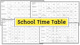 School Time Table Class 1 to 10  Class Time Table for Students  Primary Elementary amp Secondary [upl. by Onaivatco]