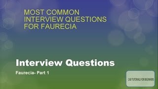 Interview Questions  Faurecia PART 1 [upl. by Shermie]