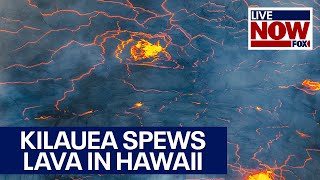 Kilauea volcano erupts in Hawaii spewing lava flows during red alert  LiveNOW from FOX [upl. by Ahsad191]