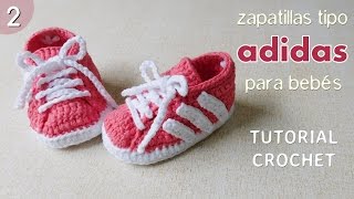 Zapatillas Adidas a crochet para bebé Parte 2 de 2 [upl. by Ettenal]