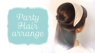 【簡単パーティヘアアレンジ】ターバン風カチューシャ×ハーフアップ ミディアムスタイル編 [upl. by Lurline]