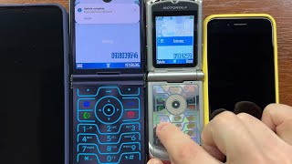 Moto Razr 40 Ultra Retro Razr Mode vs Razr V3 Outgoing Calls  Samsung S23 amp iPhone 7 Incoming Call [upl. by Onateyac66]