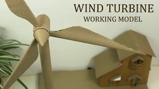 Wind turbine working model out of cardboard for science project  How to make windmill working model [upl. by Animas]