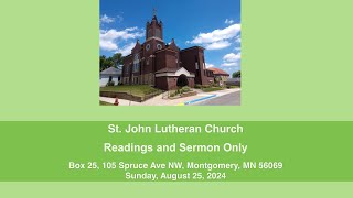 Sermon and Readings Only  St John Lutheran August 25 2024 [upl. by Pattison373]