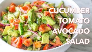 Salads Cucumber Tomato Avocado Salad Recipe  Natashas Kitchen [upl. by Secnirp]