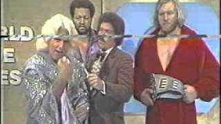 NWA World Wide Wrestling 1979  Ric Flair Ernie Ladd Big John Studd promo [upl. by Terrena]