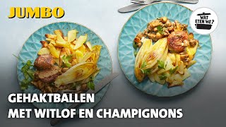 Wat eten we Gehaktballen met witlof en champignons [upl. by Tillinger]