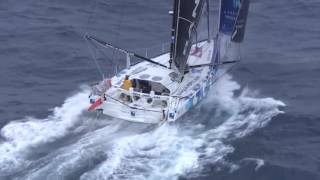 BANQUE POPULAIRE Armel Le Cléach sailing by the Kerguelen Islands  Vendée Globe 2016 [upl. by Eilrahs]