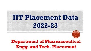 Pharmaceutical Engineering and Technology Department 202223  IIT placements [upl. by Nymrak]