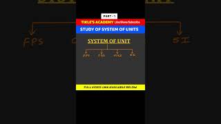 SYSTEM OF UNIT PART 1 shorts ytshorts tiklesacademyofeducation physics engineering [upl. by Dorthy470]