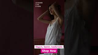 How to start the day elegantly in LEISURE LIFE pajamasWhiteLaceNightdress ElegantNightwear Nightd [upl. by Ayoted]