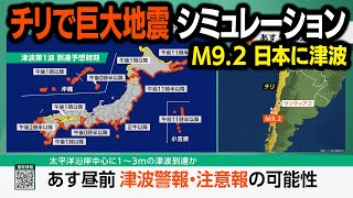 【想定】南米チリで巨大地震（地震シミュレーション）太平洋沿岸中心に津波警報／解説付き [upl. by Blanc]