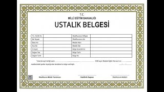 Ustalık kalfalık ve usta öğreticilik Belgesi Nasıl Alınır yeni video linki açıklamalarda [upl. by Downe]