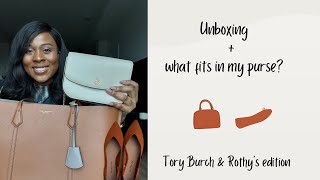 Unboxing  Tory Burch Perry Tote amp Robinson Bag and Rothys Point Flats  What can fit in my purses [upl. by Atat441]