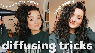 HOW TO DIFFUSE WAVY HAIR \ more volume less wonky waves [upl. by Kaye]