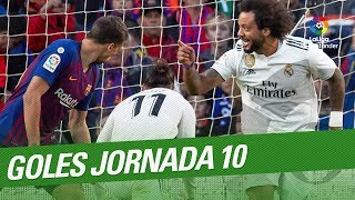 Todos los goles de la Jornada 10 de LaLiga Santander 20182019 [upl. by Aisatna]