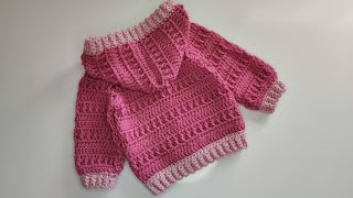 Crochet 48 How to crochet a baby hoodie Part 1 [upl. by Fadil]