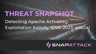 Detecting Apache ActiveMQ Exploitation Activity CVE202346604  Threat SnapShot [upl. by Ignacia]