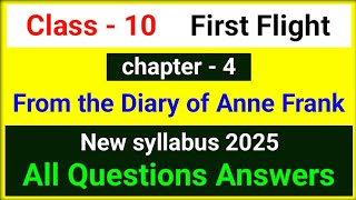 class 10th first flight chapter 4 From the Diary of Anne Frank question answer [upl. by Terese]