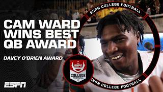 The Best QB in the NATION 🙌 Cam Ward wins the 2024 Davey OBrien Award 🏆  ESPN College Football [upl. by Ira]