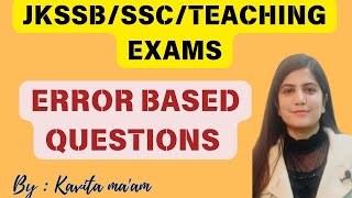 ERROR BASED QUESTIONS MIXED ERRORS  JKP CONSTABLE JK HIGH COURT EXAMJKSSB EXAM BY KAVITA MA’AM [upl. by Malorie]