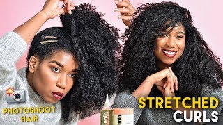 SUPER STRETCHED LONG CURLS  My Photoshoot Natural Hairstyle [upl. by Tychonn]