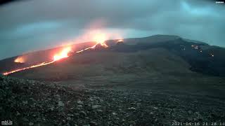 Reykjanes eruption 2021 timelapse April 16 17h 24h MBL camera [upl. by Brieta]