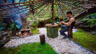 Full Video 150 hours Solo Bushcaft Build shelter in the roots of a giant tree like in a fairy tale [upl. by Nemraciram]