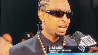 21 SAVAGE  INTERVIEW  E LIVE FROM THE RED CARPET  GRAMMYS 2024 [upl. by Ansela]