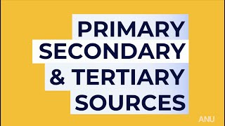 Primary Secondary and Tertiary Sources [upl. by Ho399]